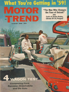 MOTOR TREND 1958 AUG - HEALEY 100-MM, HEMI KAISER, CITROEN ID-19, PEUGEOT